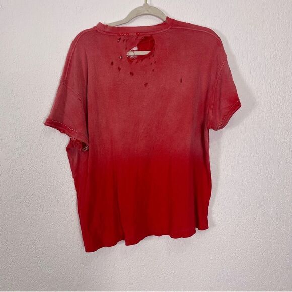 We The Free | Free People Red Faded & Distressed Oversized Tshirt - Picture 2 of 6